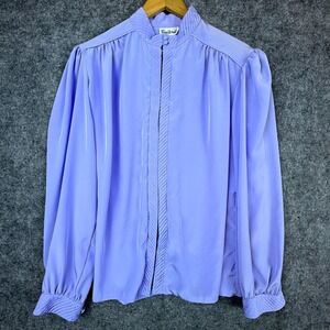 Vintage Gailord Blouse Womens 18 Lilac Purple Pleated Secretary Office Retro 80s